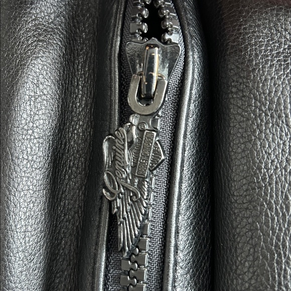 Harley Davidson, black leather riding jacket size 44 regular w/ removable liner - Picture 8 of 15